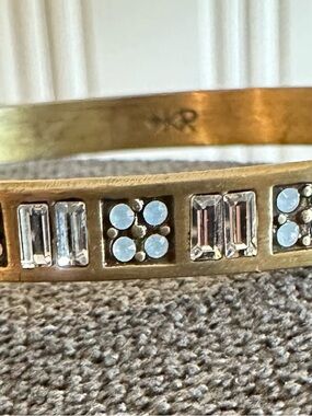 Source Unknown Gold-Tone Crystal Bangle Bracelet - Clear Stones